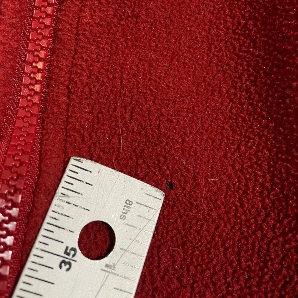 The North Face Red Gray Fleece Long Sleeve Full Zip Sweater Men's Size Small‎
